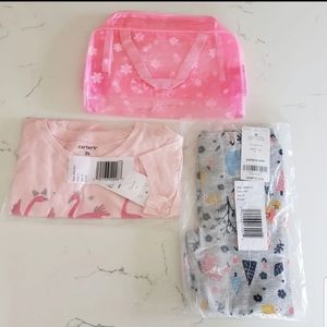 Carter's girl's tee with gray stretch pant & pouch